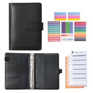 Unique Bargains PU Leather A6 Budget Binder with Zipper Envelopes 95 Pcs - 1 of 4