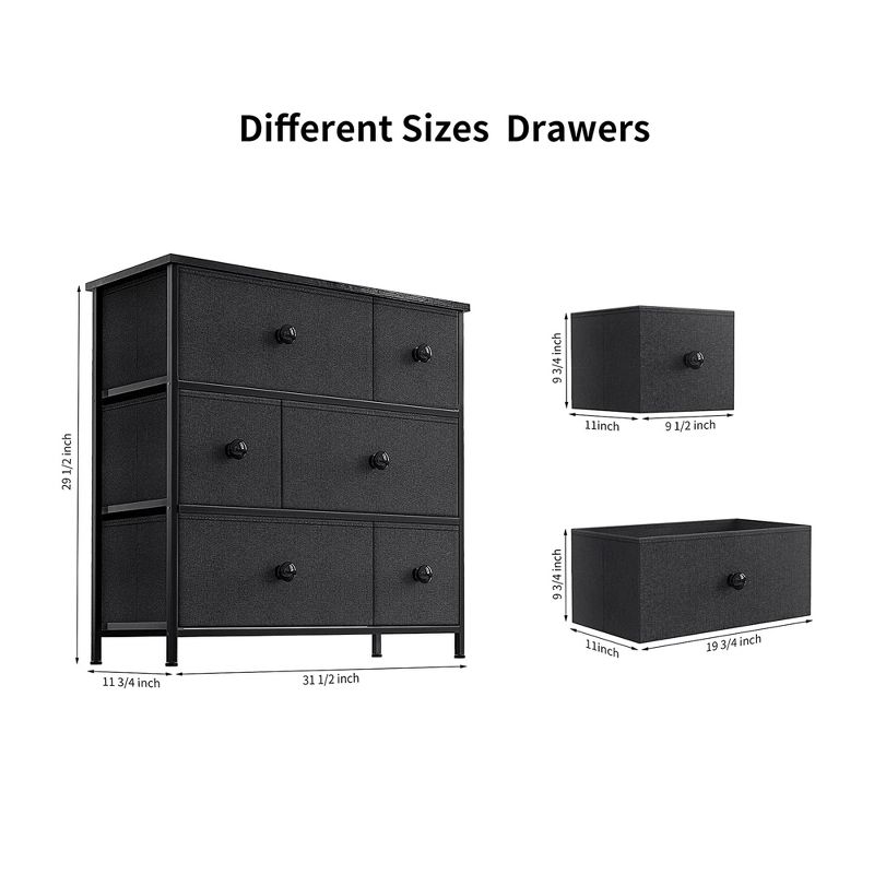 REAHOME 6 Drawer Steel Frame Bedroom Storage Organizer Chest Dresser with Waterproof Top, Adjustable Feet, and Wall Safety Attachment, 3 of 7