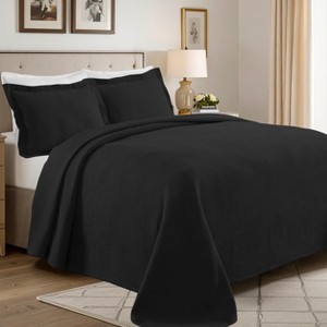 100% Cotton Bedspread Set Waves Matelasse Decorative Bedspread and Pillow Sham Set by Blue Nile Mills - 1 of 4