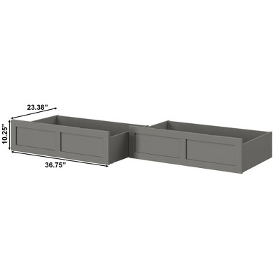 Gray Twin Solid Hardwood Underbed Storage Drawers