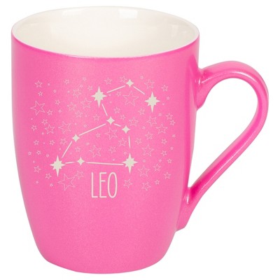 100 North Zodiac 10 Ounce Pink Metallic Finish, Comfortably Fits Your Hands, New Bone China Coffee Tea Cup Mug, Leo