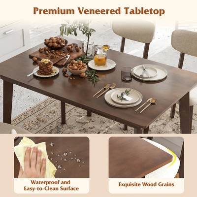 Brown Rubber Wood Dining Table for Four with Veneered MDF Top
