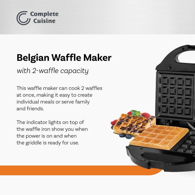 Complete Cuisine CC-WF2200 2-Slice Electric Waffle Maker, 2 of 7