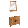 vidaXL Solid Pinewood Bathroom Furniture Set- Rustic Style Vanity Cabinet and Mirror - Brown - 2 of 4