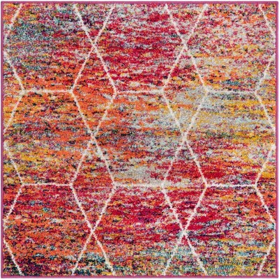 Colorful Multi Synthetic Square Trellis Area Rug