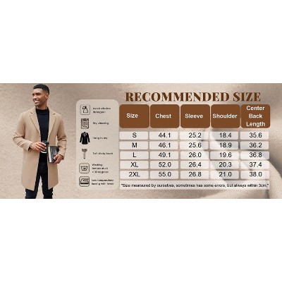 COOFANDY Mens Wool Blend Coat Winter Trench Coats Notched Lapel Collar Single Breasted Overcoat Classic Peacoat With Pockets Dark Grey S — фото 4
