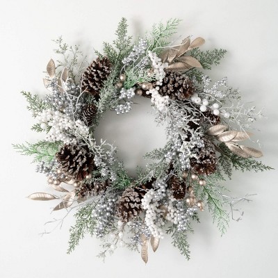 20h Sullivans Lush Leaf Berry Small Wreath, Multicolored : Target