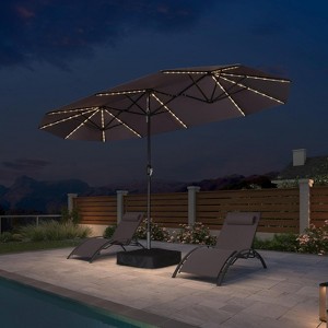 PURPLE LEAF 13ft Patio Market Umbrella and Base Double-Sided Rectangle Outdoor Table Sun Umbrellas with Crank - 1 of 4