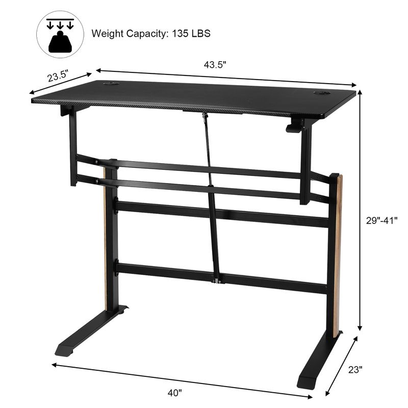 Costway Pneumatic Height Adjustable Standing Desk Sit to Stand Computer Desk Workstaion, 4 of 11