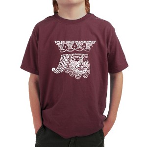 LA Pop Art Boy's Word Art T-shirt - King of Spades Maroon X Small - 1 of 4