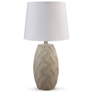 Signature Design by Ashley (Set of 2) Tamner Table Lamps Taupe/White: Contemporary Resin Body, Cotton-Poly Shade, UL Listed - 1 of 4