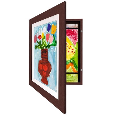Americanflat Kids Art Frame 10x12.5 inches with 8.5x11 inches Mat - Composite Wood And Glass - Holds 100 Artworks