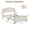 Queen King Bed Frame, Upholstered Platform Bed with Wingback Tall Headboard and Button Tufted Design, Wood Slat Support, No Box Spring Needed, Beige - 2 of 4