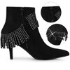 Allegra K Women's Side Zipper Pointed Toe Fringe Stiletto Heel Ankle Boots - 2 of 4