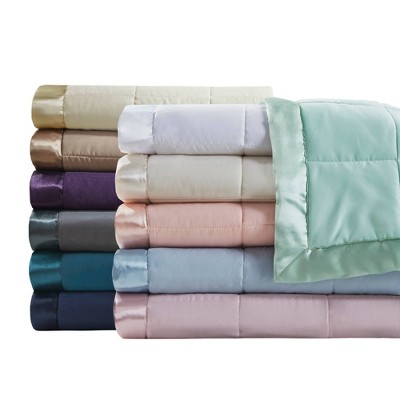 Luxurious Twin Satin-Trimmed Microfiber Down Alternative Blanket