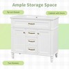 MAYEERTY 36" Bathroom Vanity with Sink White Freestanding Ceramic Basin MDF Solid Wood Flip-Out Drawer Soft Close Doors Golden Handles - 4 of 4
