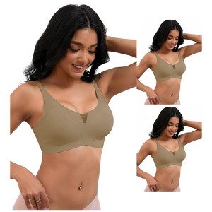 INSPIRE CHIC 3 Pcs Women's Mesh Wirefree Adjustable Straps Padded Comfortable Push Up Bras - 1 of 4