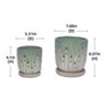 KTMBDW Ceramic Planter Set of 2 with Drainage Hole and Saucer for Plants, Hollow & Striped Design Ceramic Flowerpot for Patio, Garden - 4 of 4