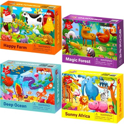 QUOKKA 30 Pieces Puzzles for Kids 3 4 5 - 4x Toddler Puzzle Set, Educational Toys for Boy and Girl