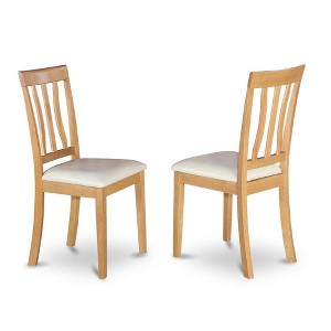 East West Furniture, Antique  Chair  for  dining  room  Faux  Leather  Seat  with  Oak  Finish,  Set  of  2 - 1 of 3