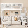 Twin Size Loft Bed with Stairs Metal Full Loft Bed with Storage Shelves High Loft Bed with Wardrobe for Kids Teens Black - 2 of 4
