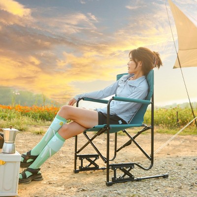 Outdoor Rocker Chair, Portable Folding Rocking Chair with Solid, Durable Armrests, Drink Holder & Comfortable Backrest