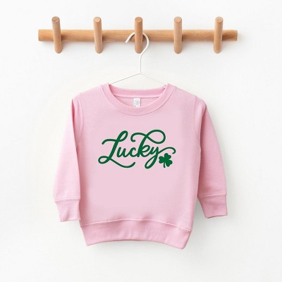 The Juniper Shop Cursive Lucky Clover Toddler Graphic Sweatshirt