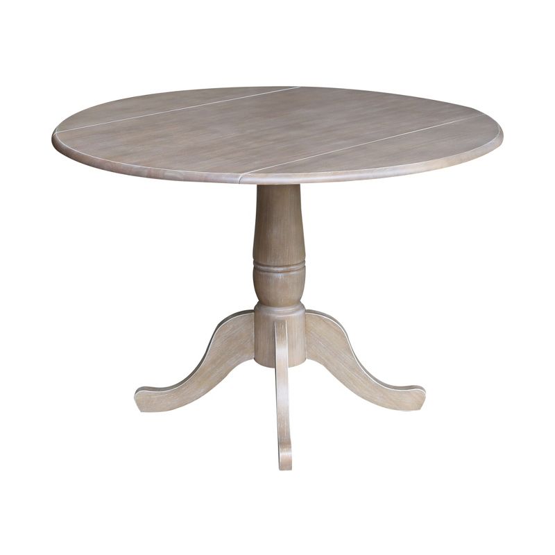 Nathaniel Round Dual Drop Leaf Pedestal Table Gray Taupe - International Concepts, 3 of 11