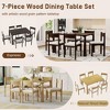 7-Piece Retro Dining Table Set, Wooden Rectangular Table with 6 Upholstered Chairs, Classic Kitchen & Dining Room Furniture for Family Meals - 2 of 4