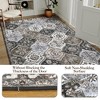 Vintage Area Rugs Washable Floral print Floor Cover, Non-Slip Oriental Accent Carpet, Foldable Low Pile Indoor Mat for Kitchen, Bedroom, Living Room - 2 of 4