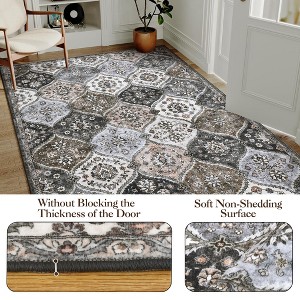 Vintage Area Rugs Washable Floral print Floor Cover, Non-Slip Oriental Accent Carpet, Foldable Low Pile Indoor Mat for Kitchen, Bedroom, Living Room - 1 of 4