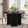 PexFix 46" Round Dining Table Kitchen Table for 4 with Arc-Shaped Edge Top and Fluted Pedestal Legs for Living Room Dining Room Coffee Office Black - 4 of 4