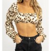 Women's ABSTRACT PRINT PUFF SLEEVE CROP TOP - Bailey Rose - 3 of 4