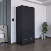 TIRAMISUBEST Black Armoire - 71" High-Capacity Wardrobe with 2 Doors & Drawers | Modern Closet Organizer - 2 of 4