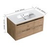 ChicFurnit Bathroom Vanities 36 Inch Wallmounted Vanity with Gel Sink and Soft Close Storage for Bathroom, Brown, 35.6"*18.1"*19.4" - 3 of 4