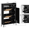 Rattan Shoe Cabinet, 3 Tier Shoe Cabinet with Flip Drawers, Free Standing Narrow Shoe Storage Organizer with Adjustable Shelves - 2 of 4