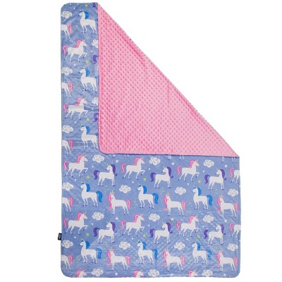 Unicorn Print Pink and Purple Plush Throw Blanket for Kids