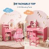 Kids Vanity with Lights, 2-in-1 Princess Makeup Desk & Chair Set, Open Bookshelf, Storage Cabinet & Shelves for Little Girls - 2 of 4