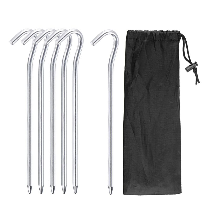 Unique Bargains Tent Stake Aluminum with Hook Kit Ground Pegs and Storage Bag, 1 of 7