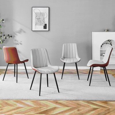 KTMBDW Upholstered Dining Chairs Set of 4, Modern PU Leather Dining Room Kitchen Side Chair with Padded Seat & Metal Legs, Restaurant/Cafe