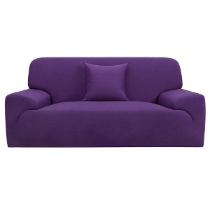 PiccoCasa High Stretch Solid Polyester Sofa Slipcovers with One Pillowcase - 1 of 3