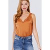 Slickblue Lace Detail Bodysuit, Sleeveless, Double V-Neck, Woven Fabric, Light Rust, Stylish Fit, Size S-M-L - 4 of 4