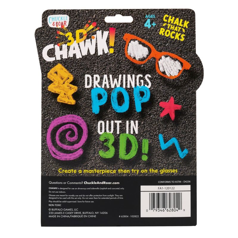 Chuckle &#38; Roar 3D Chawk! Sidewalk Chalk with 3D Glasses - 5ct, 4 of 9