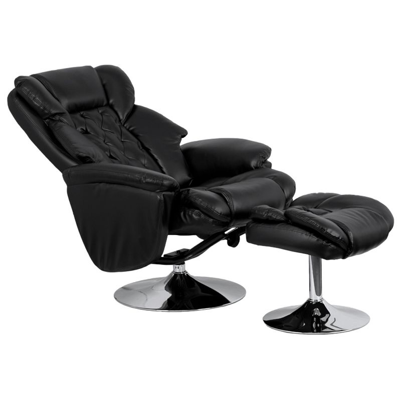 Flash Furniture Transitional Multi-Position Recliner and Ottoman with Chrome Base in Black LeatherSoft, 4 of 9