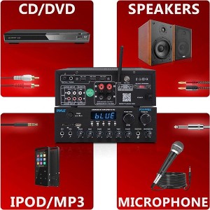 Pyle Bluetooth HD Home Audio Amplifier Receiver Stereo - Black - 1 of 4