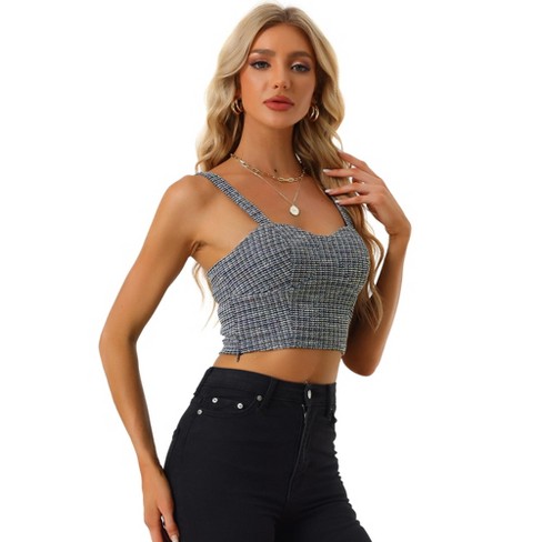 Women Sexy Push Up Bustiers Corsets Crop Tops Spaghetti Strap V Neck Crop  Top Zip Back Cami Tank Tops Night Out Clubwear : : Clothing, Shoes