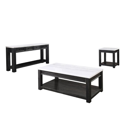 3pc Wellsley Coffee End And Console Table Set White Antique Black Homes Inside Out Target