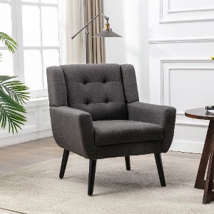 CAVINAS Modern Accent Chair, Upholstered Arm Chair, Living Room Chair Bedroom Chair Home Chair with Black Legs, Single Chair Sofa Chair - 1 of 4