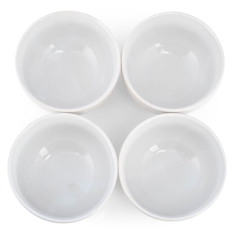 Elanze Designs Bistro Glossy Ceramic 4 inch Dessert Bowls Set of 4, White, 3 of 7