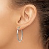 Black Bow Jewelry 2mm x 30mm 14k White Gold Satin & Diamond-Cut Round Hoop Earrings - 3 of 4